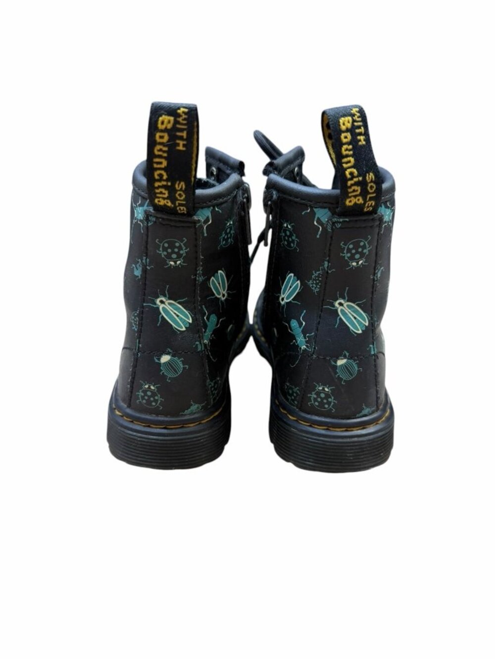 Dr. Martens Kids Black Boots with Teal Bug Print - Picture 4 of 9